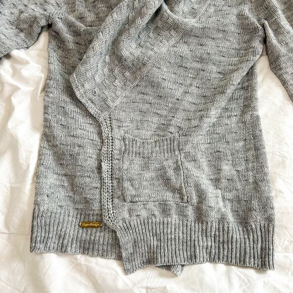 English Laundry Gray Open Front Cardigan Sweater Knit Drape Shawl Collar Medium - Picture 6 of 6